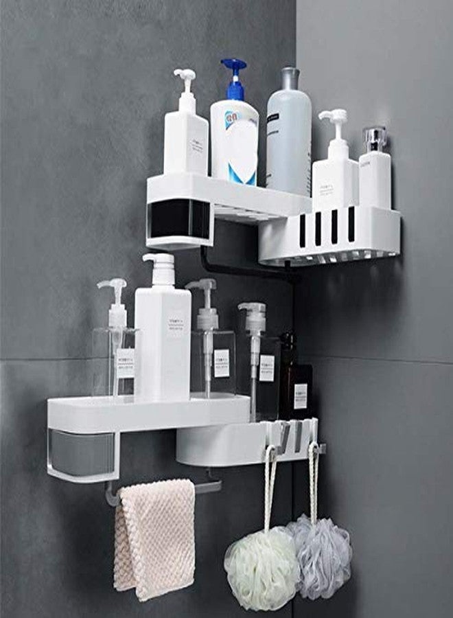 GLIVE (LABEL) حامل صابون وشامبو متعدد الاستخدامات من GLIVE (LABEL) - رف حمام بلاستيكي مثبت على الحائط - منظم مستحضرات تجميل - رف تخزين معلق على الحائط - سلة منظم حمام مع خطافات (2) - Image 3